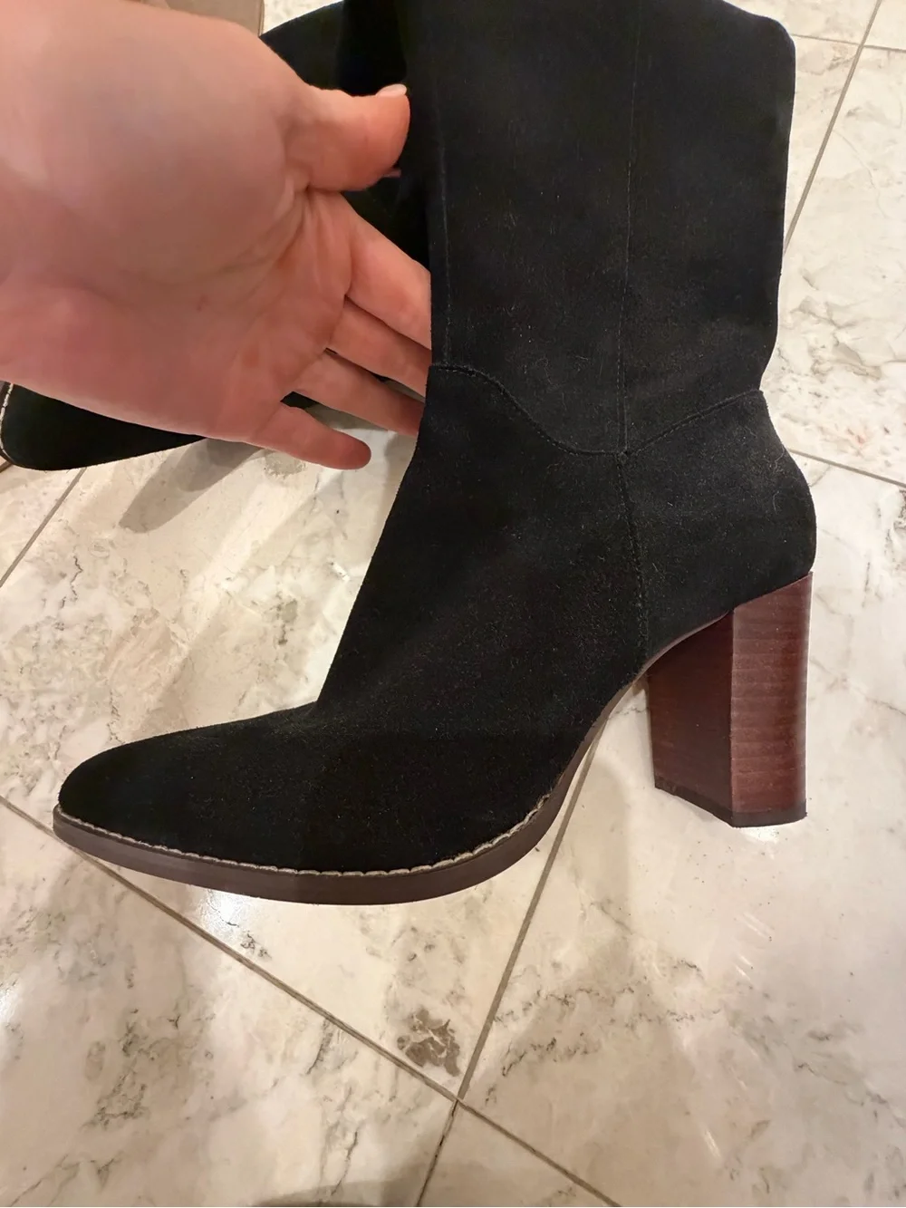 Crown Vintage Black Over-the-Knee Suede Boots